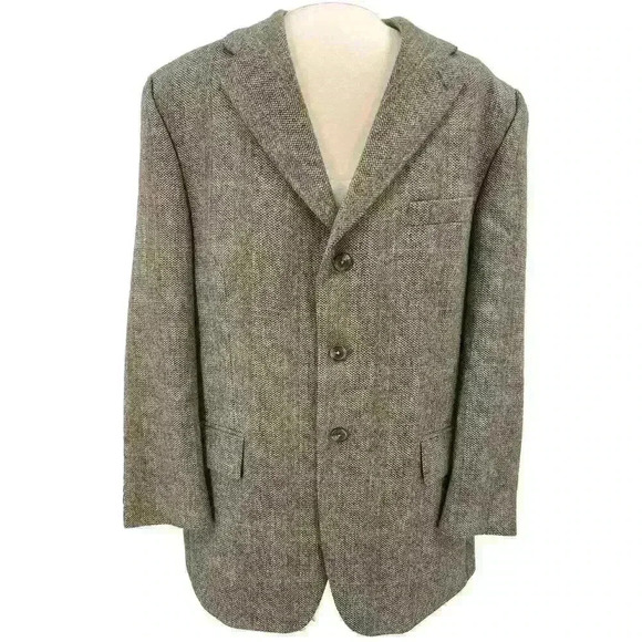 Vintage Chaps Ralph Lauren Sport Coat Men's 44R Wool Brown Three Button Blazer - Picture 1 of 16